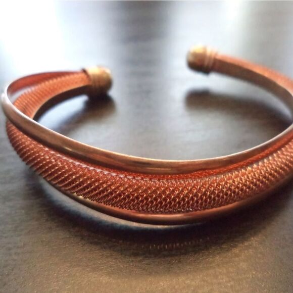 VINTAGE ESTATE SIGNED STERLING SILVER VERMEIL 6 3/4" BRACELET - Picture 2 of 4